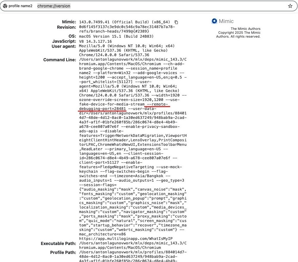 How to enable command flags for Mimic with Postman reference visual 4