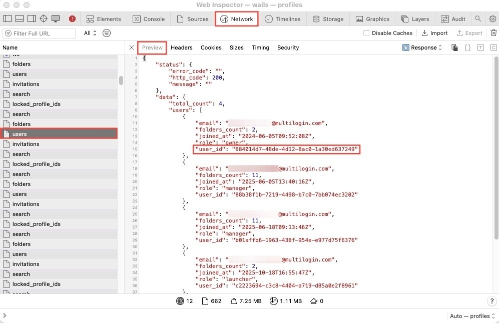 How to find a user ID in DevTools reference visual 1
