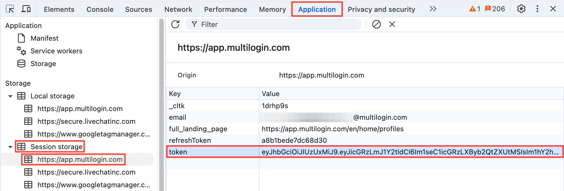 How to get API tokens in DevTools reference visual 2