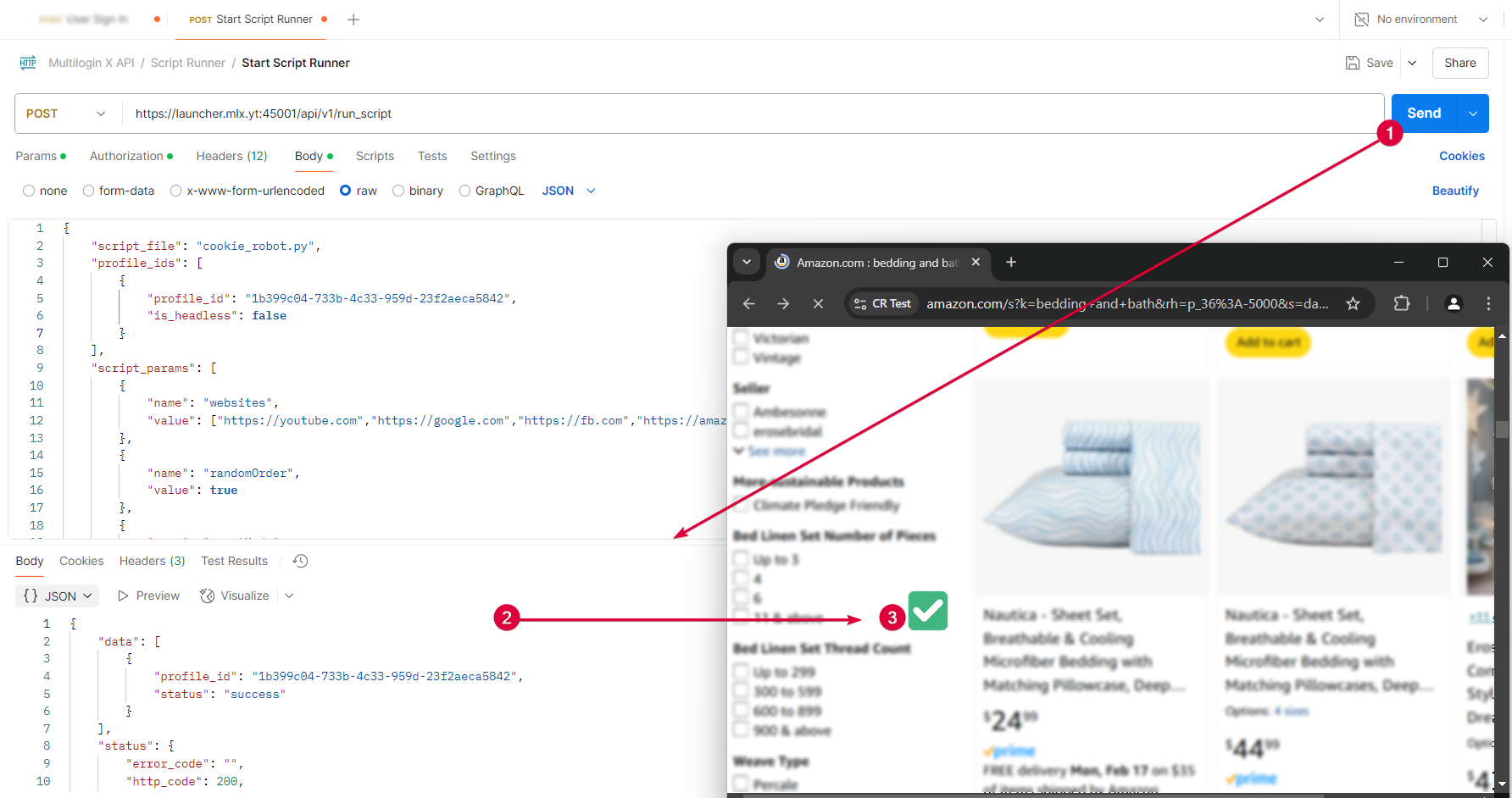 How to run CookieRobot using Script runner in Postman reference visual 11